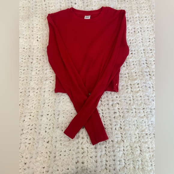 TNA red ribbed long sleeve tee - Picture 1 of 4